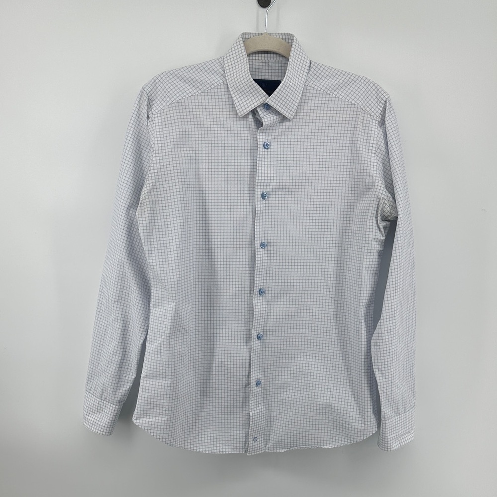 David Donahue Business Smart Causal Blue Button Casual Shirt Sz